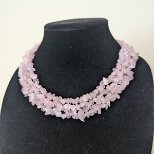 Vintage Pink Rose Quartz Beaded Necklace